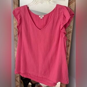 Dylan Pink Ruffle Sleeve Top